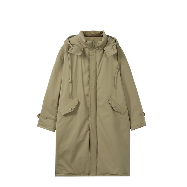 Damen Lange gefütterte Thermo-Parka im Oversize-Schnitt mit verdeckter Front Echoarchiv
