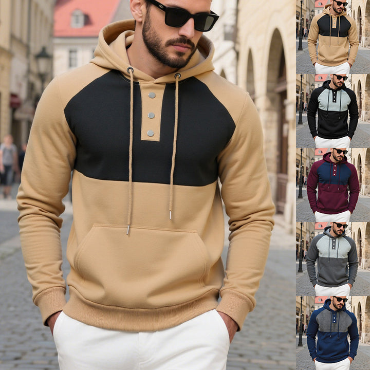 Herren modischer Kapuzenpullover mit Knopfleiste Echoarchiv