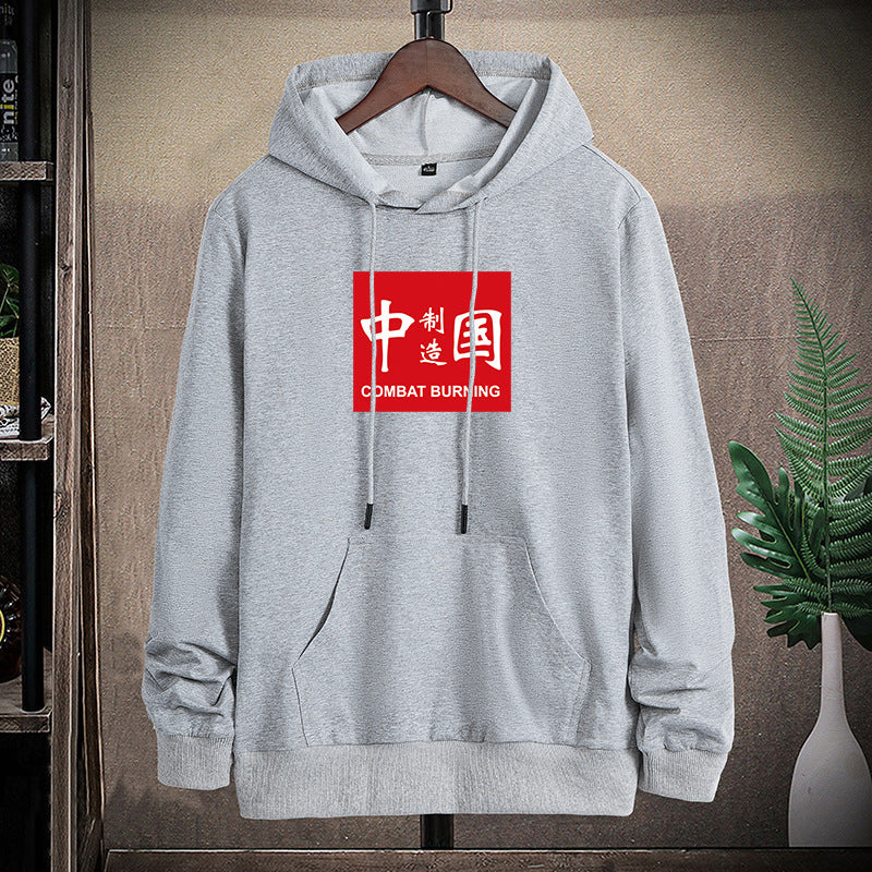 Herren lässiges Kapuzen‑Sweatshirt mit Kängurutasche und Statement‑Print – Cavarno