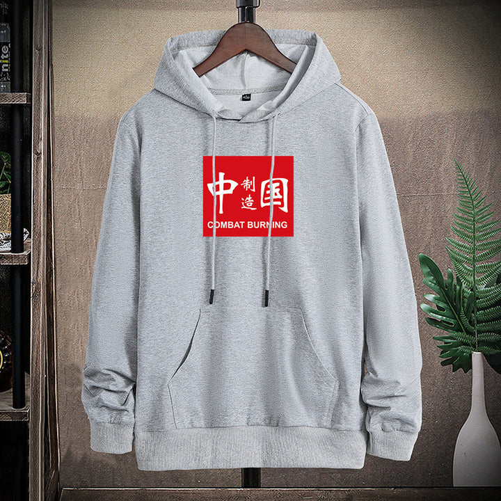 Herren lässiges Kapuzen‑Sweatshirt mit Kängurutasche und Statement‑Print – Cavarno