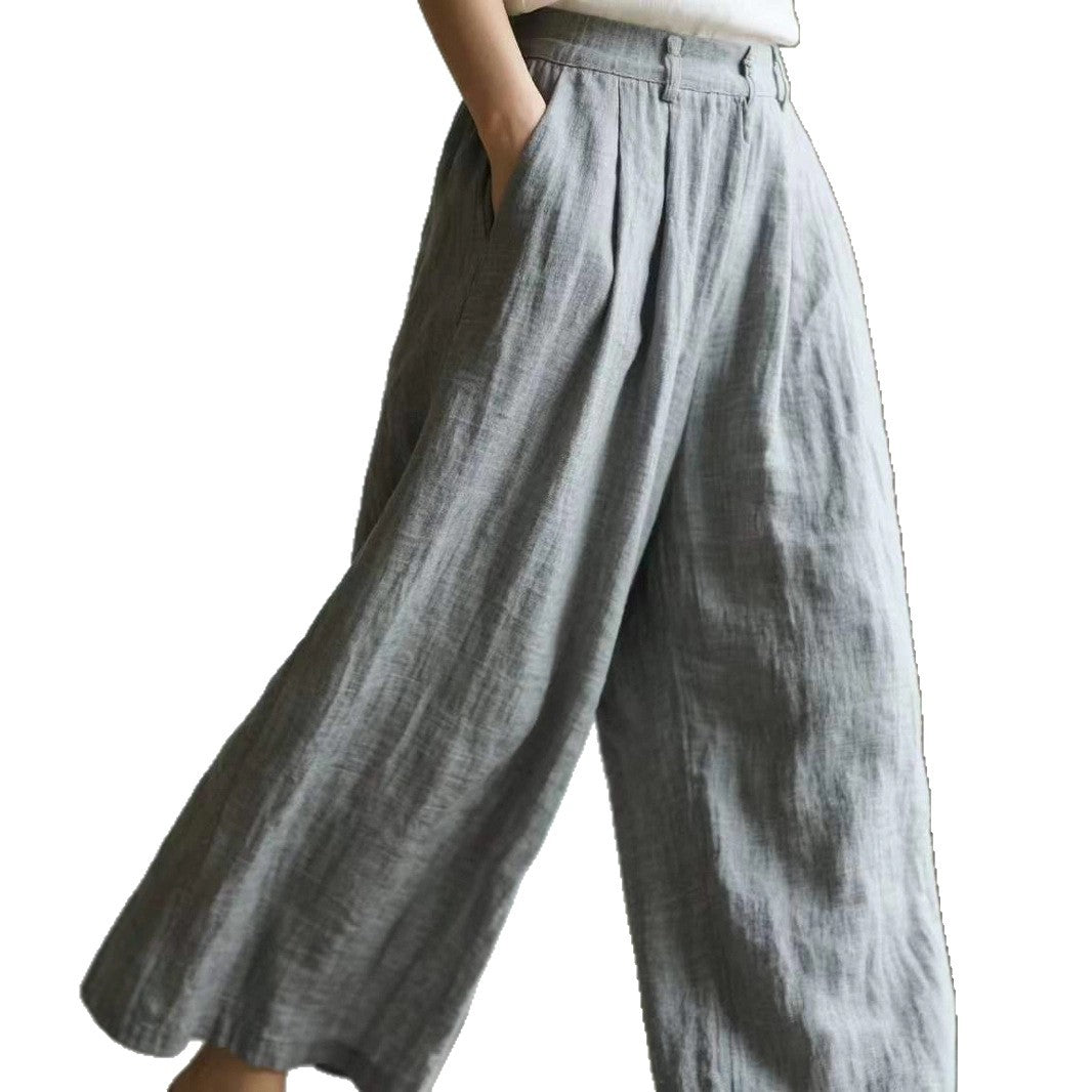 Damen weite Leinenhose mit eleganter Bundfalte und Taschen Echo Archiv