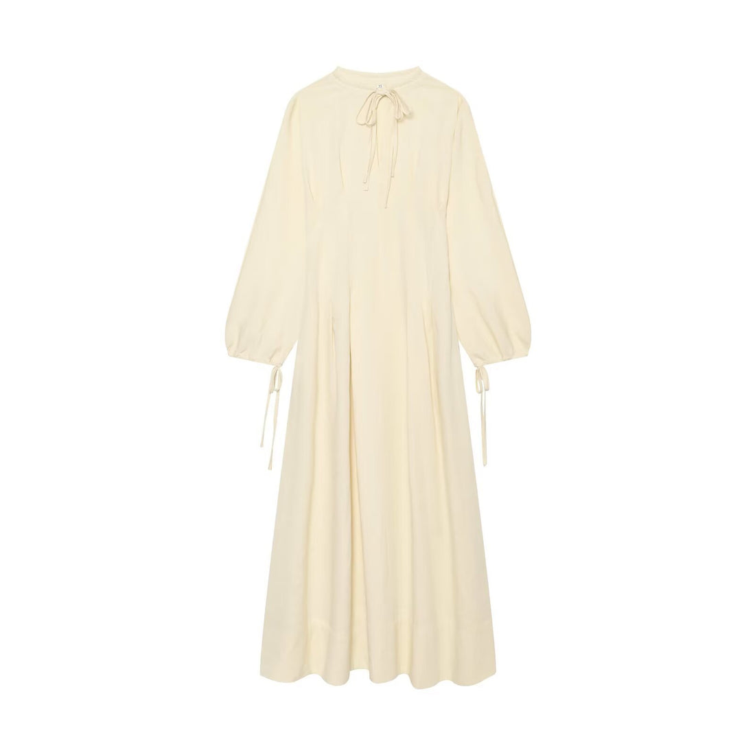 Damen Maxikleid mit Stehkragen, Bindeschal und Ballonärmeln Echo Archiv