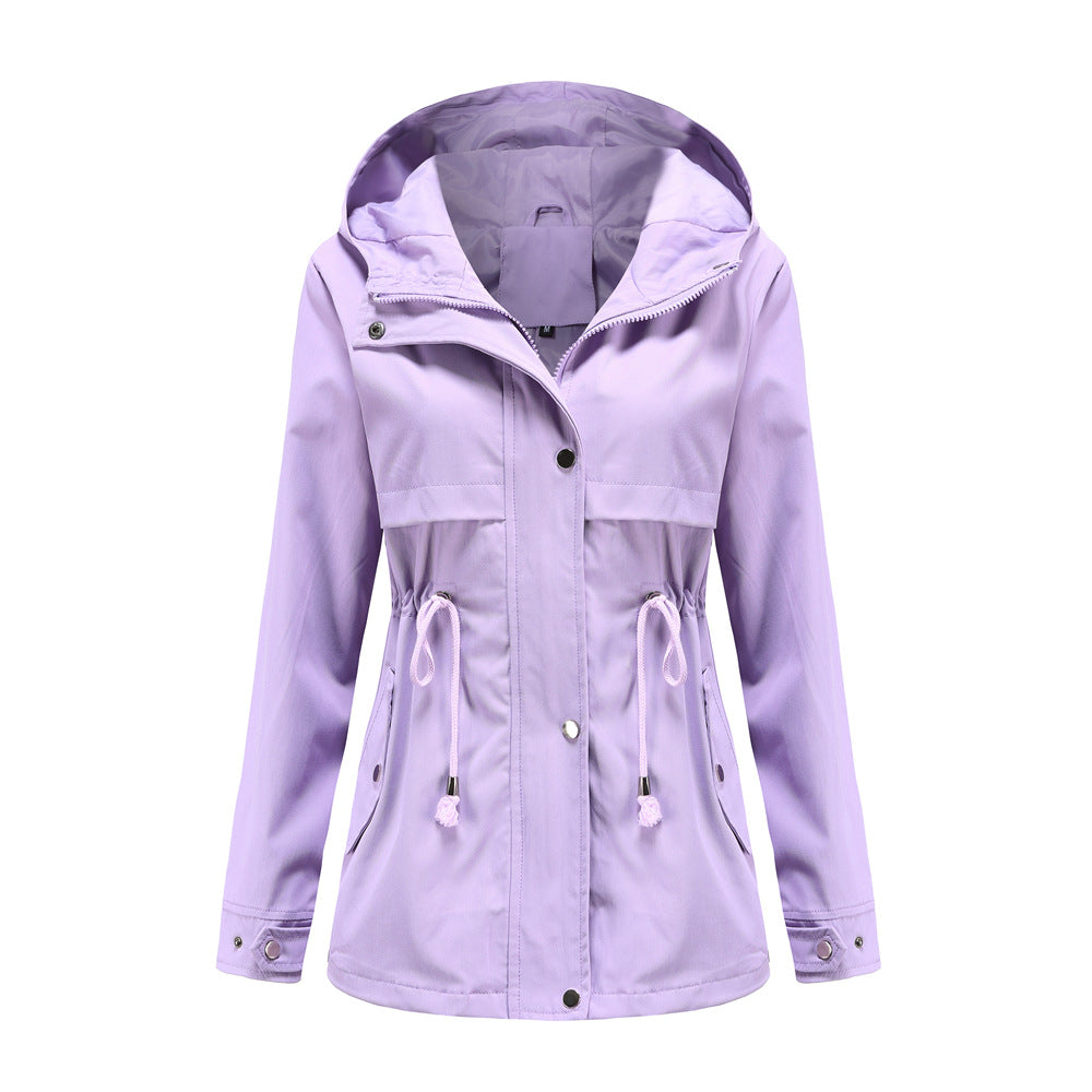 Damen nan wasserabweisender Parka mit taillenkordel und asymmetrischem Saum Echo Archiv