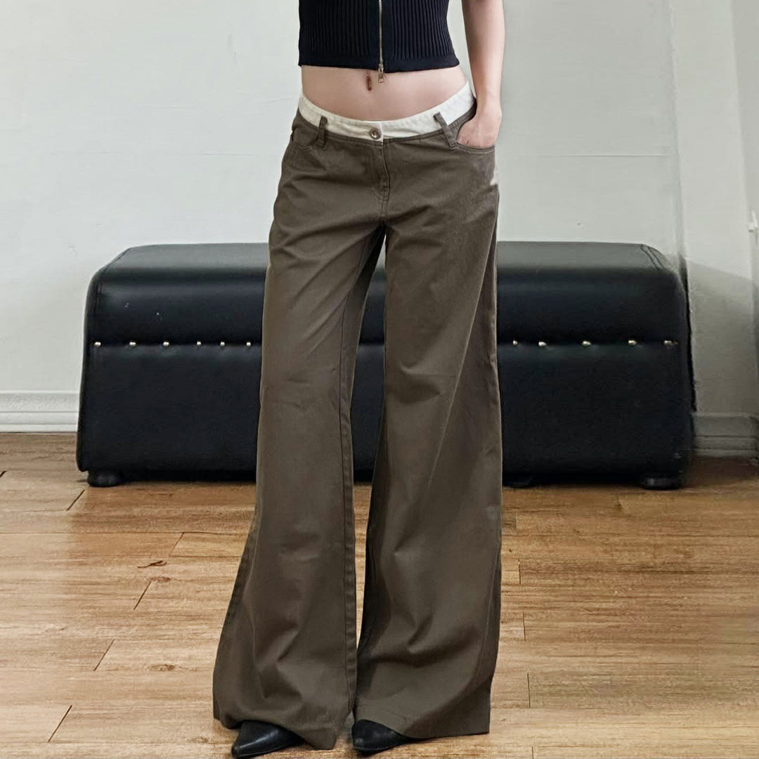 Damen nan Highwaist-Culottehose mit weitem Bein und kontrastierendem Bunddetail Echo Archiv