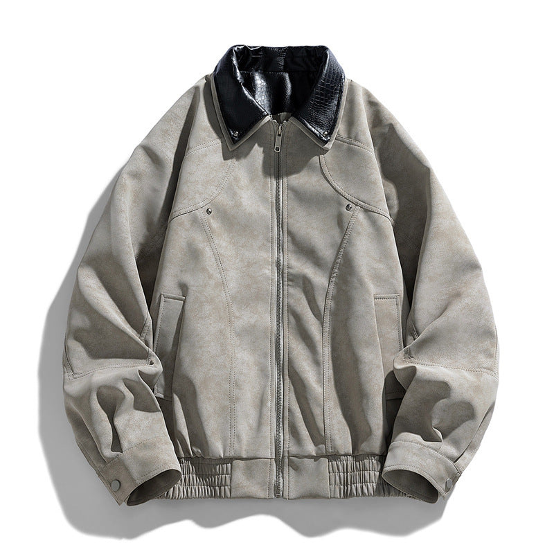 Herren Modische Kunstlederjacke mit Stehkragen Echo Archiv