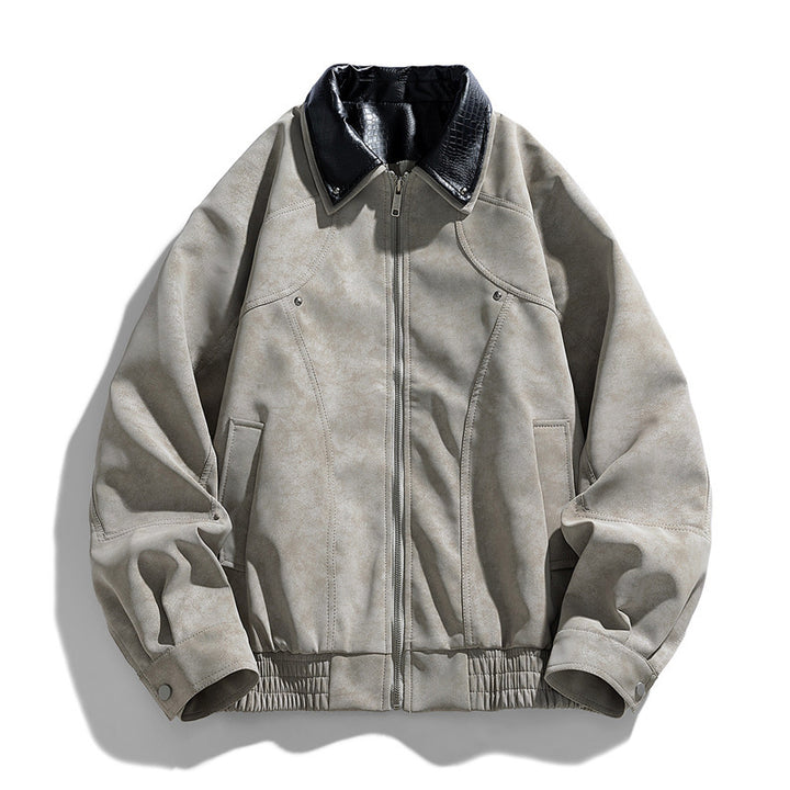 Herren Modische Kunstlederjacke mit Stehkragen Echo Archiv