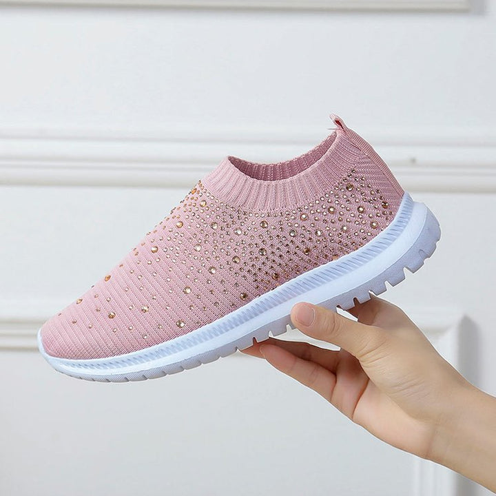 Damen Elastischer Sock-Sneaker mit Strass‑Nieten, atmungsaktivem Strickschaft und dämpfender Komfortsohle Echoarchiv