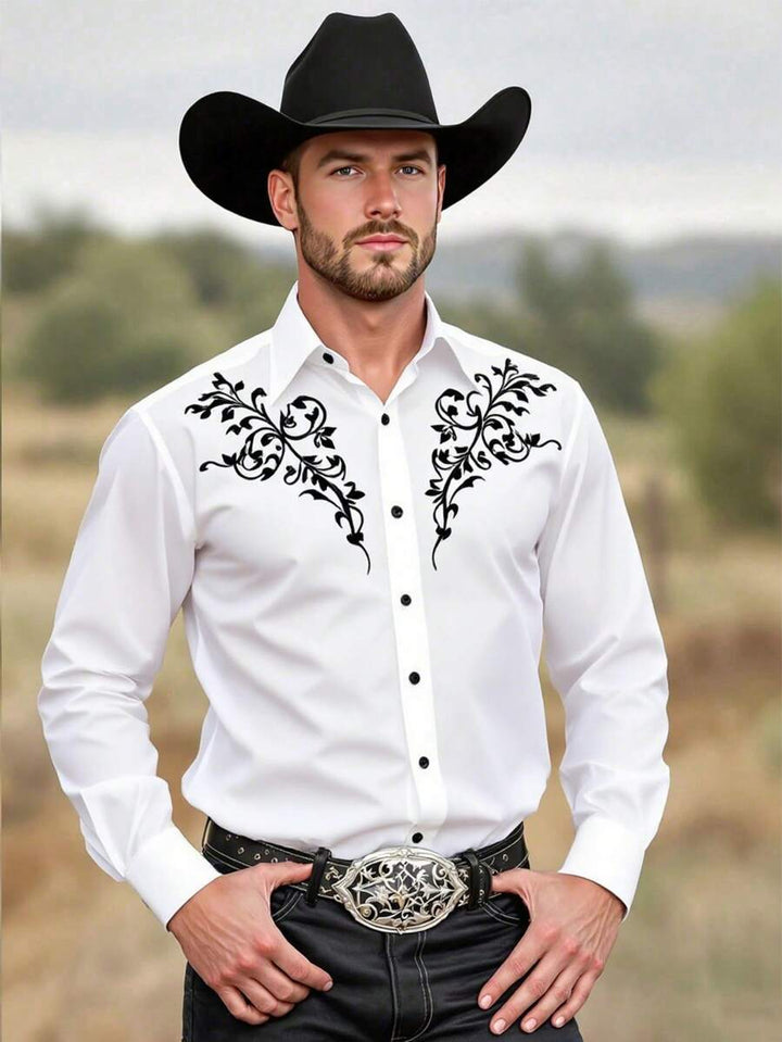 Herren Langarmhemd mit floralem Design und modernem Schnitt Echoarchiv