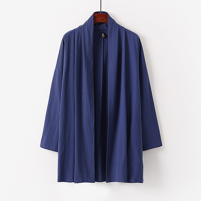 Unisex Offene Kimono-Cardigan aus leichter Baumwoll-Leinen-Mischung Echoarchiv