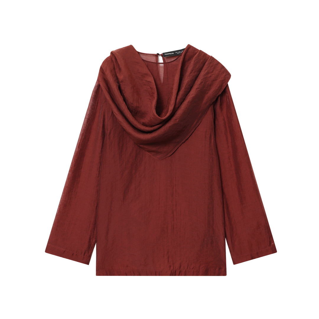 Damen nan elegant-drapierte Bluse mit großem Wasserfallkragen und leicht strukturierter Satinoptik Echo Archiv