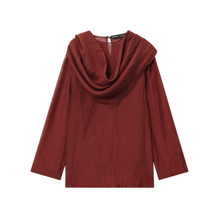 Damen nan elegant-drapierte Bluse mit großem Wasserfallkragen und leicht strukturierter Satinoptik Echo Archiv