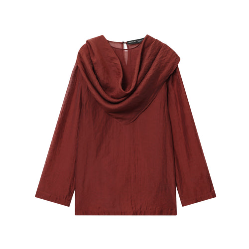 Damen nan elegant-drapierte Bluse mit großem Wasserfallkragen und leicht strukturierter Satinoptik Echo Archiv