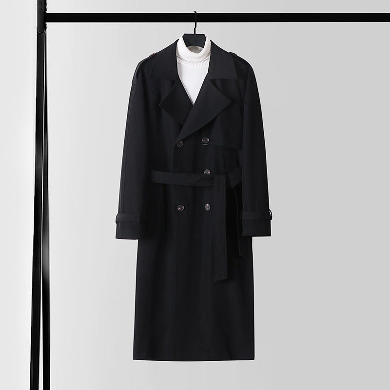 Damen Eleganter Maxi-Trenchcoat aus Wollmischung mit weitem Schalkragen und Bindegürtel Echoarchiv