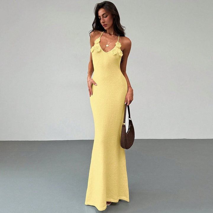 Damen glitzerndes Maxikleid mit eleganten Blumenapplikationen Echo Archiv