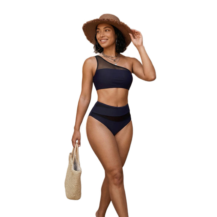 Damen Modischer Bikini-Suit mit asymmetrischem Oberteil und hohem Bund Echo Archiv