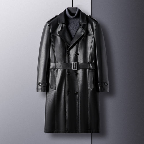 Herren Moderner Kunstleder Trenchcoat Echo Archiv