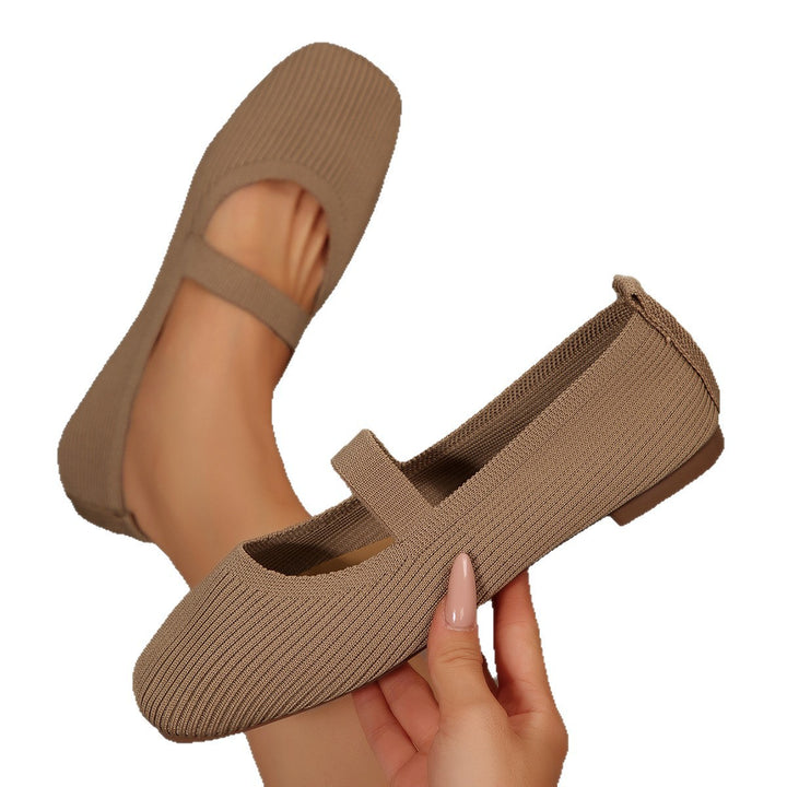Damen Strick-Ballerina mit elastischem Riemen und flexibler Sohle Echoarchiv
