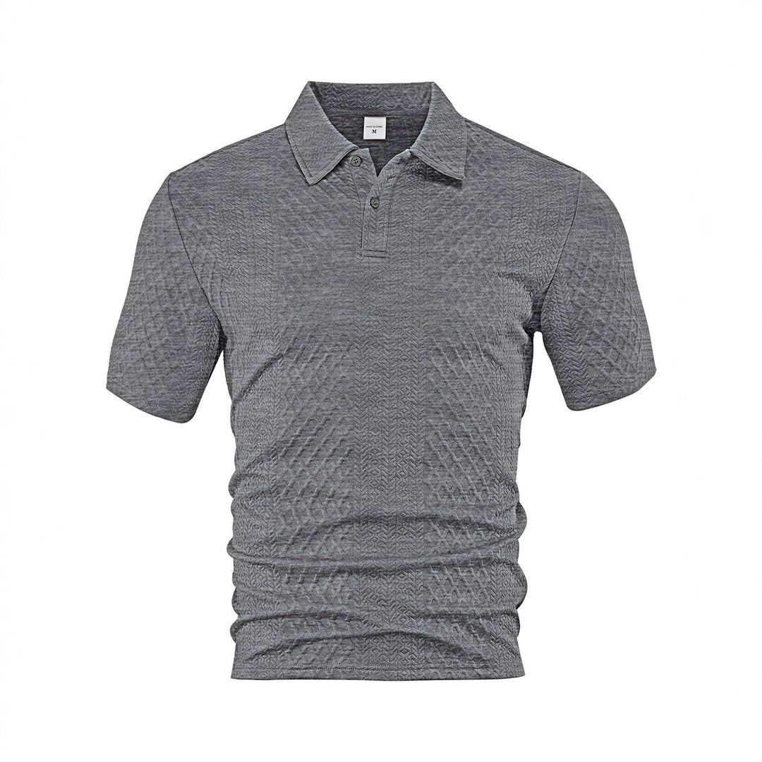 Herren nan texturiertes Jacquard-Poloshirt kurzärmelig schmaler Schnitt mit Polokragen Echo Archiv