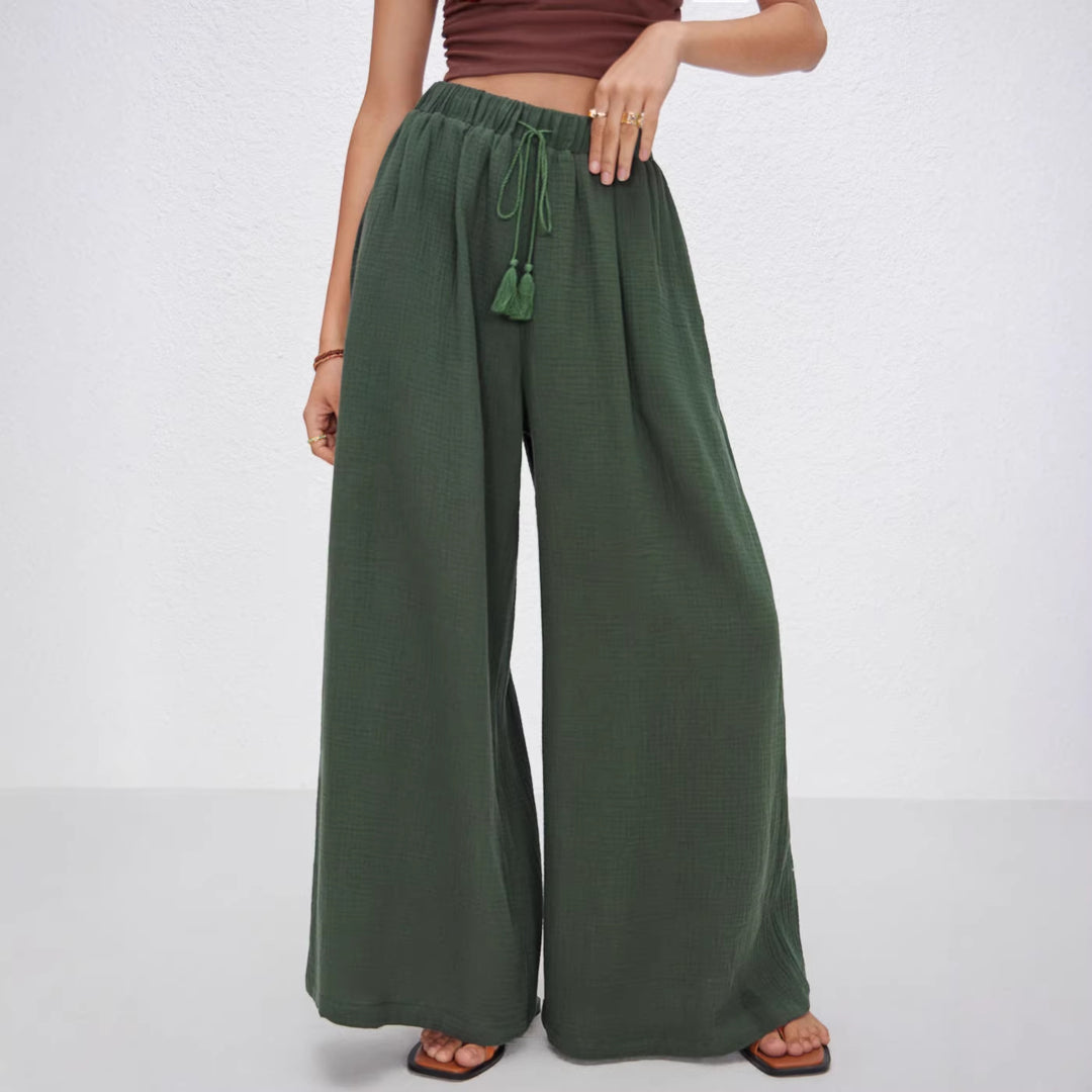 Damen weite Sommerhose im lässigen Boho-Stil mit elastischem Bund und seitlichen Taschen Echo Archiv