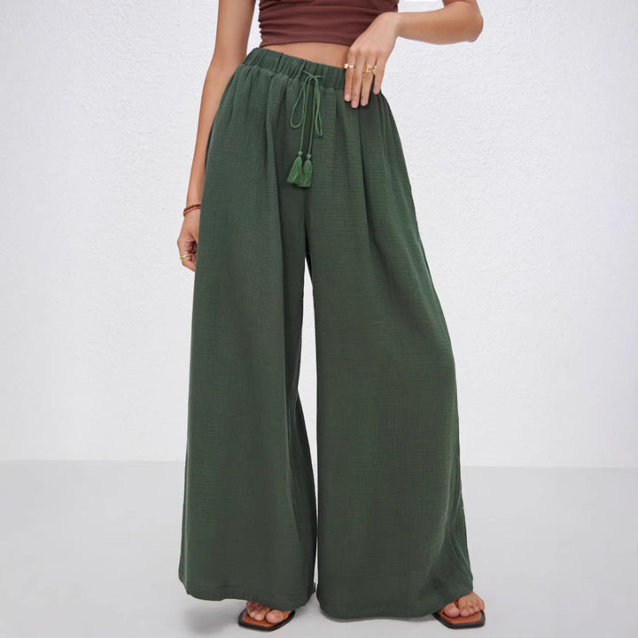 Damen weite Sommerhose im lässigen Boho-Stil mit elastischem Bund und seitlichen Taschen Echo Archiv