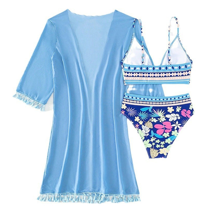 Damen Bikini-Set mit floralem Oberteil und eleganter Wickeljacke Echo Archiv