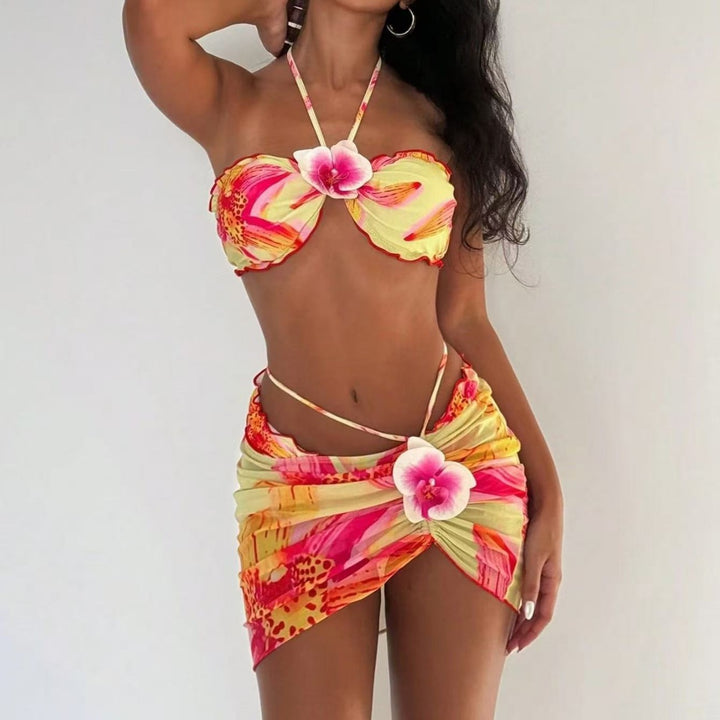 Damen Bikini-Set mit Blumenmuster und raffinierter Wickelrock Echo Archiv
