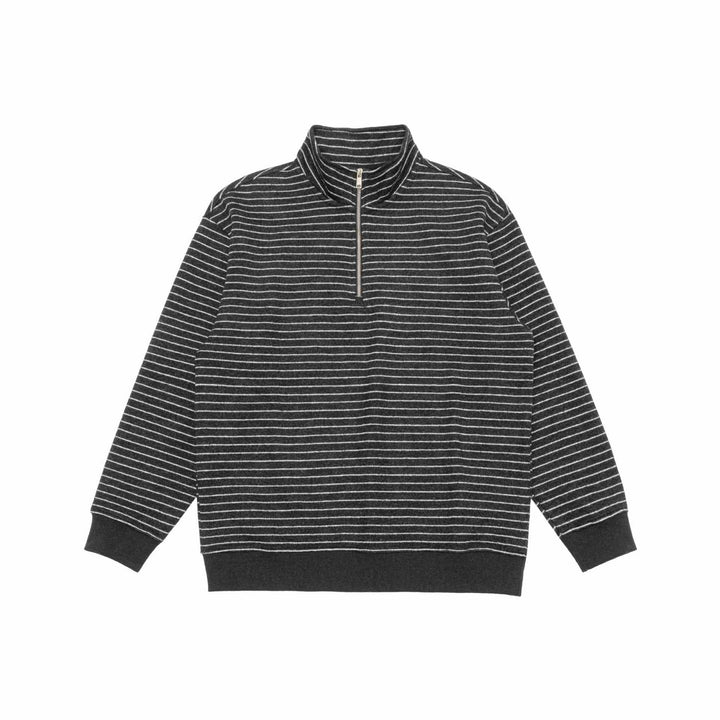 Herren Feinstrick-Halbzip-Pullover mit Stehkragen und feinen Streifen Echoarchiv