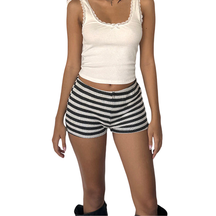 Damen Mini-Shorts mit gestreiftem Strickmuster Echo Archiv