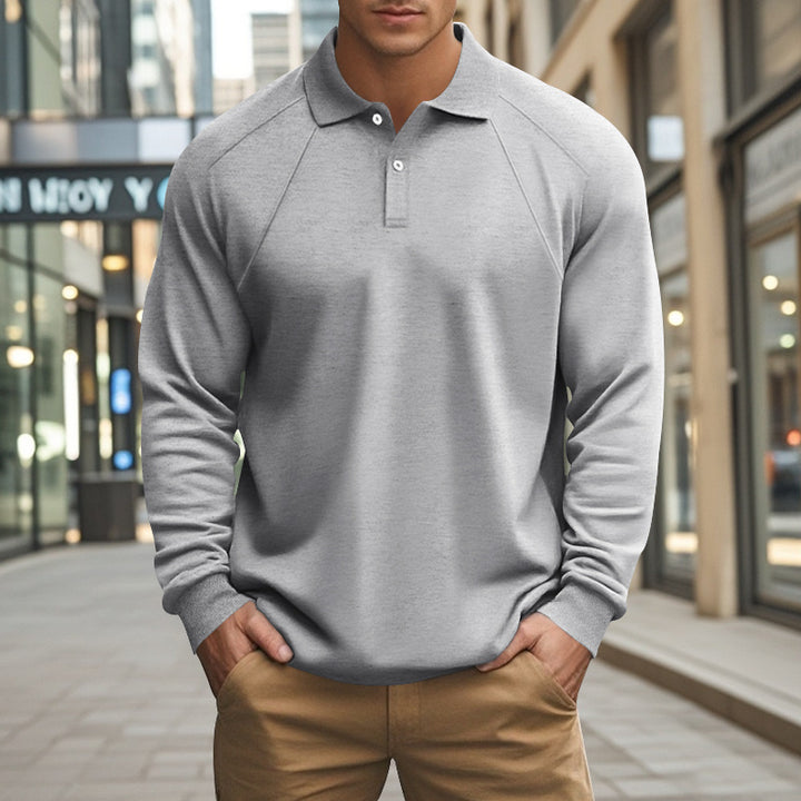 Herren Sportliches Langarmpoloshirt mit modernem Strukturdesign und bequemen Bündchen Echoarchiv