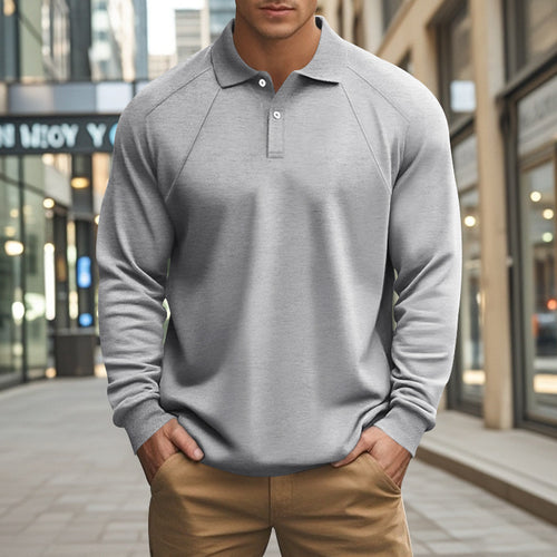 Herren Sportliches Langarmpoloshirt mit modernem Strukturdesign und bequemen Bündchen Echoarchiv