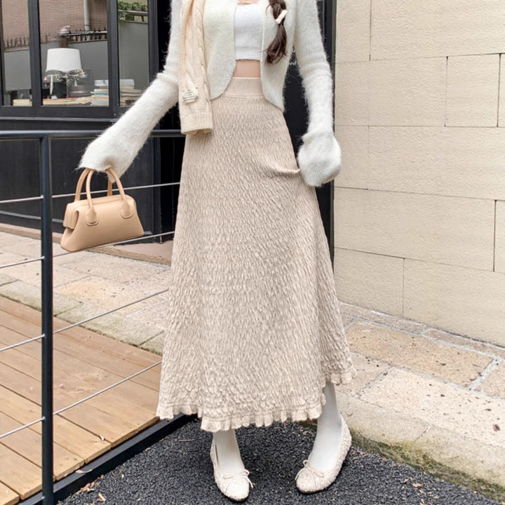 Damen Eleganter Maxirock mit strukturiertem Wellenmuster Echo Archiv