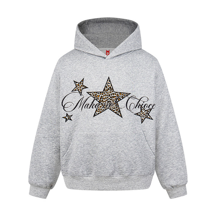 Damen Oversize Kapuzenpullover mit Kängurutasche und Leo‑Stern‑Print Echoarchiv