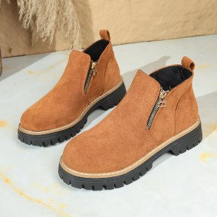 Damen nan knöchelhohe Wildlederimitat-Stiefelette mit seitlichem Reißverschluss, Zuglasche und robust profilierter Gummisohle Echo Archiv