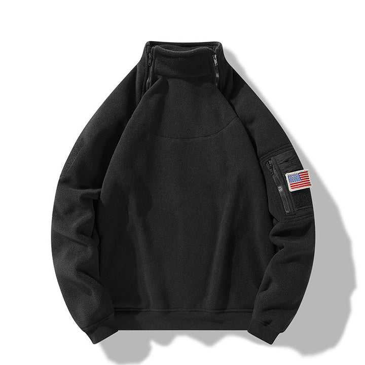 Herren Fleece-Pullover mit Stehkragen und praktischen Reißverschluss-Taschen Echoarchiv