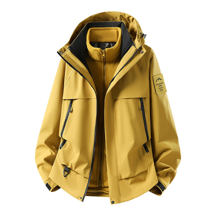 Herren modulare wasserdichte Outdoorjacke mit herausnehmbarer Fleece-Innenjacke, Kapuze und Reißverschlusstaschen Echo Archiv