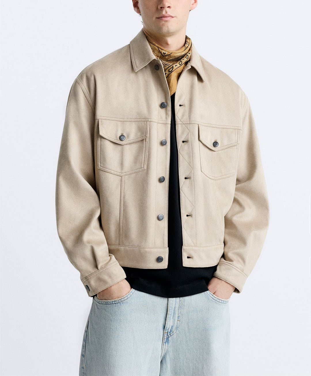 Herren lässige Wildlederjacke mit praktischen Brusttaschen und modernem Schnitt Hedi-Mode