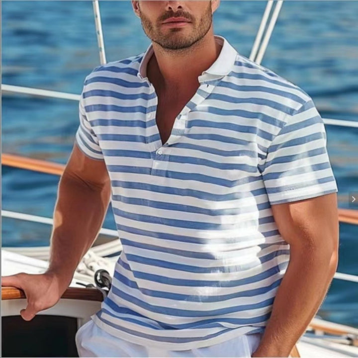 Herren Poloshirt mit stilvollem Streifenmuster und modernem Kragen Echoarchiv