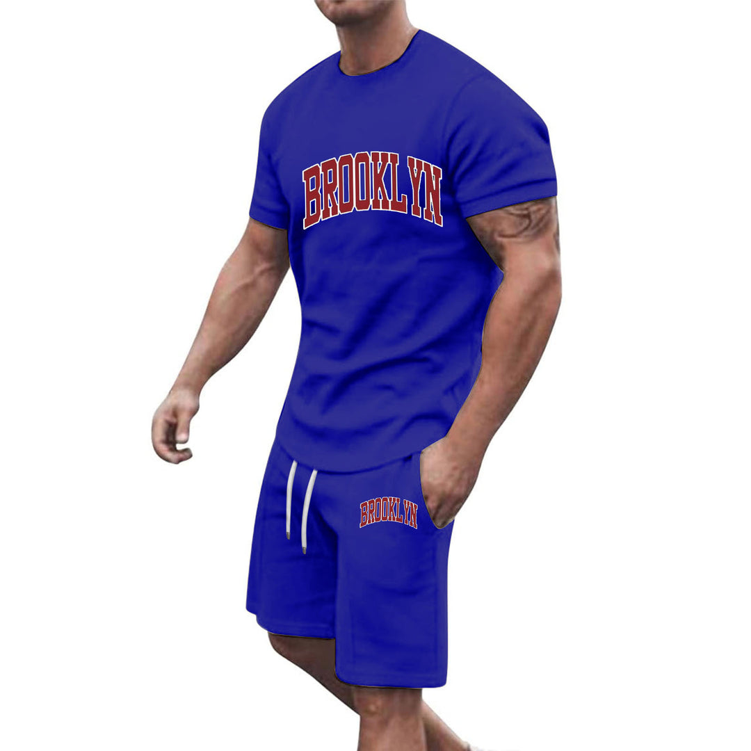 Herren Sportliche Baumwoll-Kurzarm-Pullover und Shorts Set Echoarchiv
