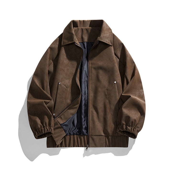 Herren Kunstvelours‑Bomberjacke im Oversize‑Boxy‑Cut mit Zwei‑Wege‑Reißverschluss & elastischem Saum Echoarchiv