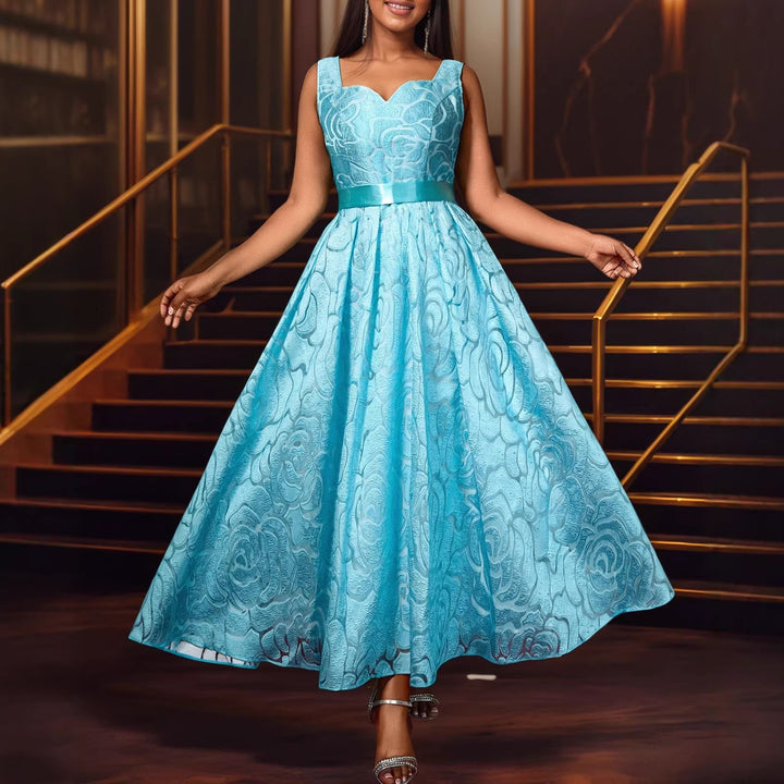 Damen Elegantes A-Linien Kleid mit floralem Jacquard-Muster Echo Archiv