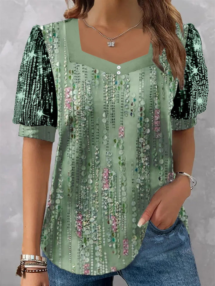 Damen Glitzernde V-Pullover Bluse Echo Archiv