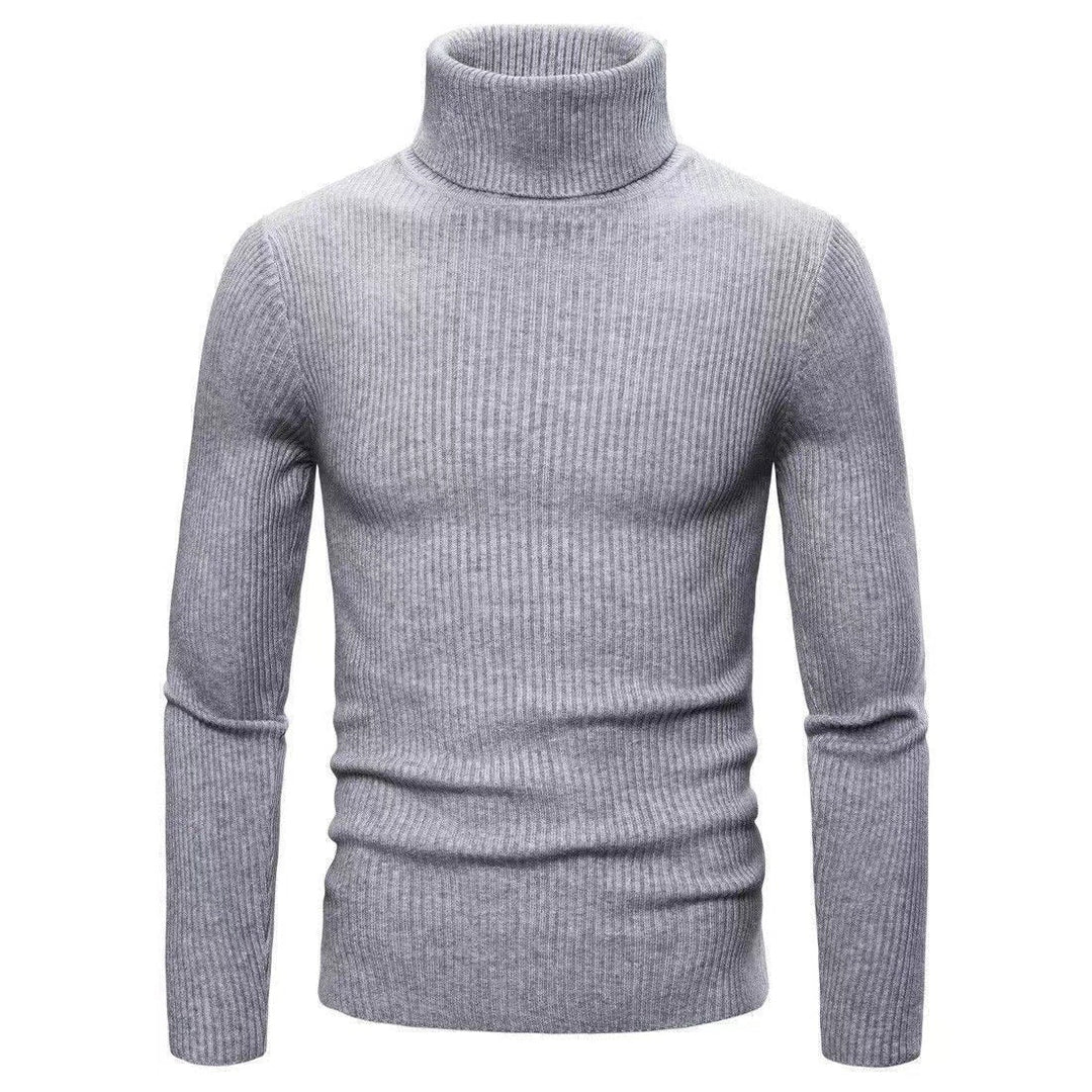Herren hochwertiger Rollkragenpullover aus feinem Rippstrick Echoarchiv