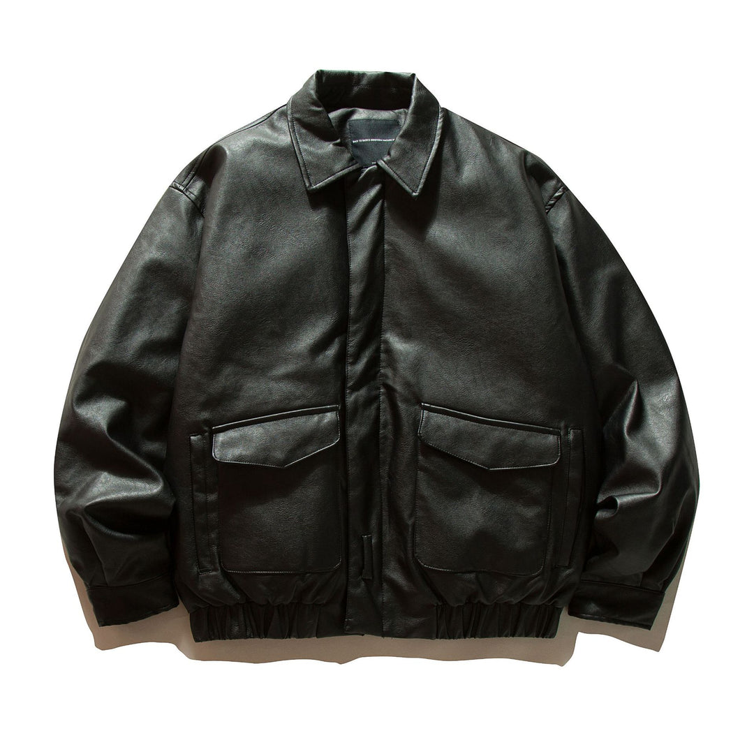 Herren Boxy Kunstleder-Blouson mit Pattentaschen und elastischem Saum Echoarchiv