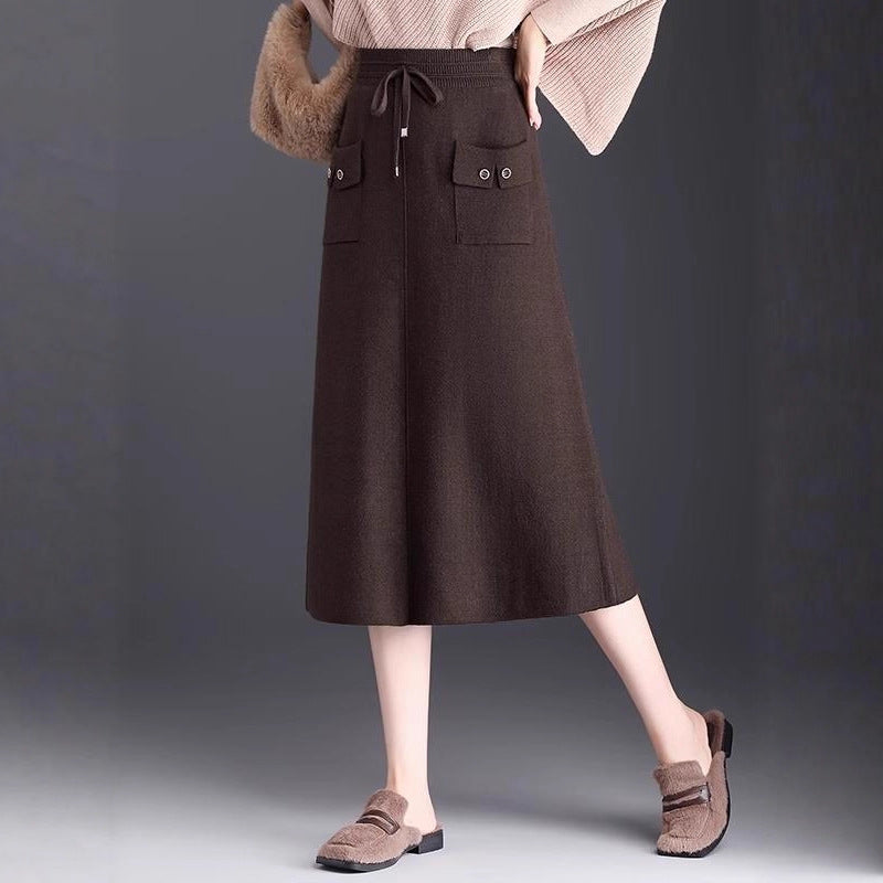Damen Modischer Maxirock mit Taschen und Bindegürtel Echo Archiv