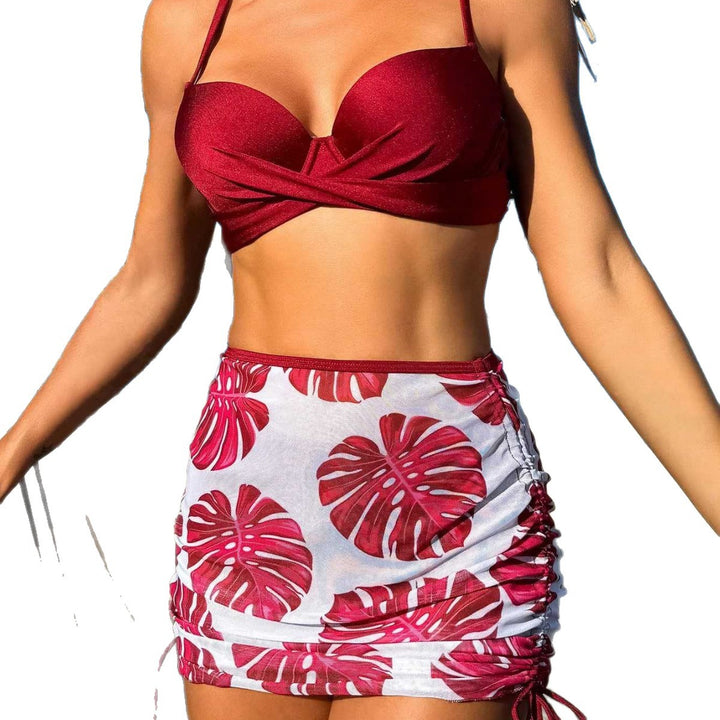 Damen Bikini-Set mit elegantem Knotendesign und floralem Rock Echo Archiv