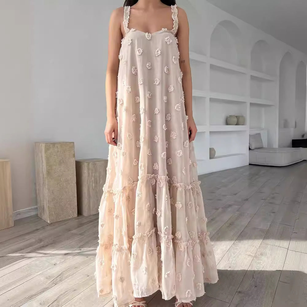 Damen Sommerliches Maxikleid mit floralem Relief und voluminösem Saum Echo Archiv