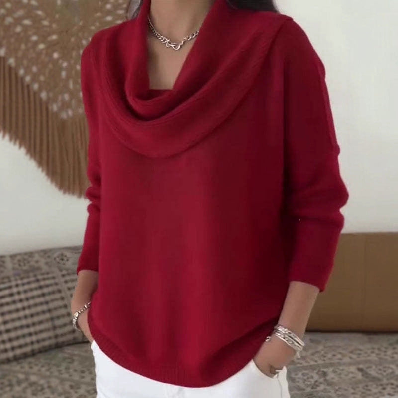 Damen Stylischer Bootcut Pullover mit Wasserfall-Ausschnitt Echo Archiv