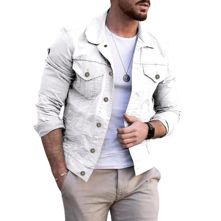 Herren nan taillierte Jeansjacke im Trucker-Stil mit Brusttaschen und Metallknöpfen Echo Archiv