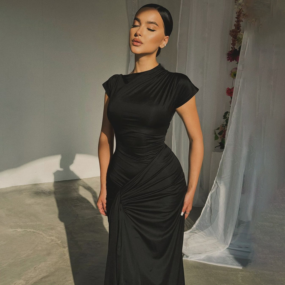 Damen Elegantes Maxikleid mit Drapierung und asymmetrischem Saum Echo Archiv