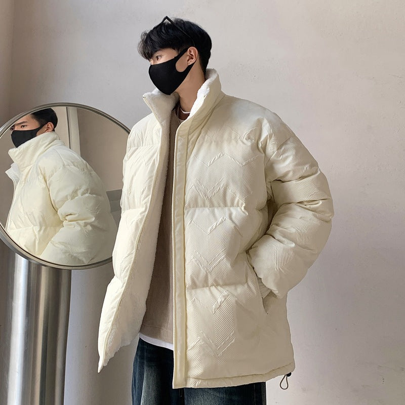 Herren Übergroße Pufferjacke mit hohen Kragen und elastischen Bündchen Echoarchiv